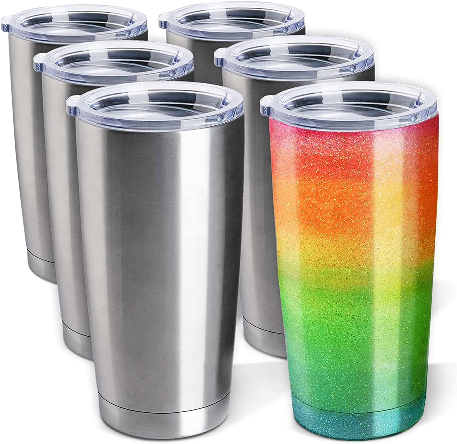 Pixiss Stainless Steel Tumblers 4-Pack 20oz Double Wall Vacuum