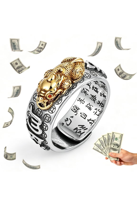 Pixiu Feng Shui Ring for Good Luck, Wealth & Protection - Adjustable Money Amulet Fortune Ring for Men & Women, Perfect for Daily Wear, Work