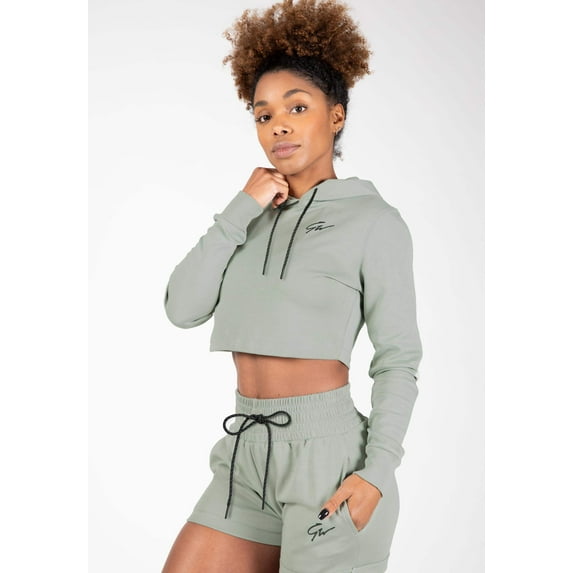 Pixley Crop Top Hoodie - Light Green