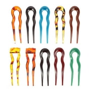 Pixnor 10 Pack U Shaped Hair Pins French Hairpin Vintage Forks Sticks Bobby Pin Kit for Updo Bun Women Girls Hairstyle Hair Accessories