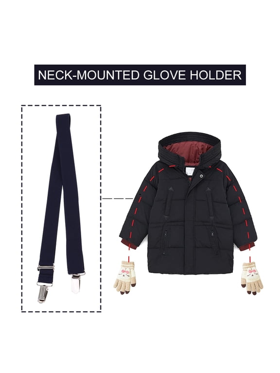 2pcs Adjustable Glove Clip Holder for Hats and Mittens Elastic Gloves Catcher for Outdoor Winter Activities (Dark Blue)
