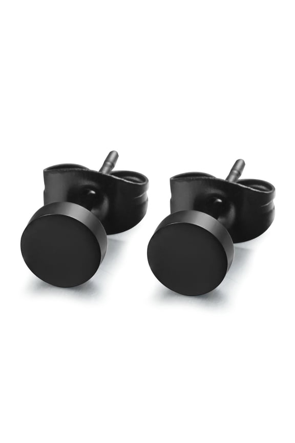6 Pair Oblate Ear Piercing Earrings with Size 3mm 4mm 5mm 6mm 7mm 8mm for Men Ear Jewelry Decoration (Black)