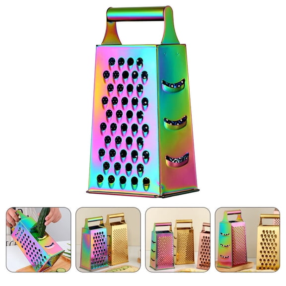 Pixnor 9" Stainless Steel Cheese Grater with Handle, 4 Sided Handheld Box Grater, Kitchen Vegetable Shredder for Potato, Carrot