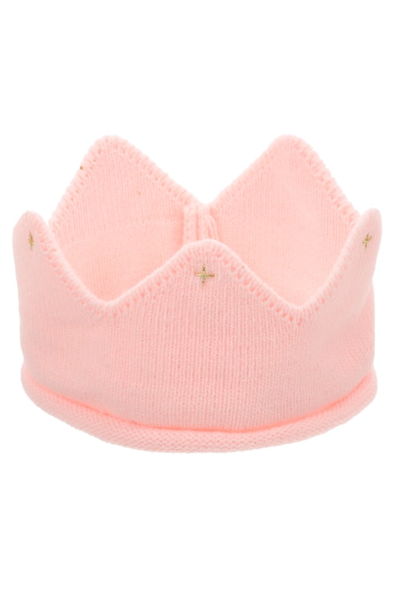 Baby Kids Girls Warm Winter Knitted Hat Crown Knit Headband (Pink)
