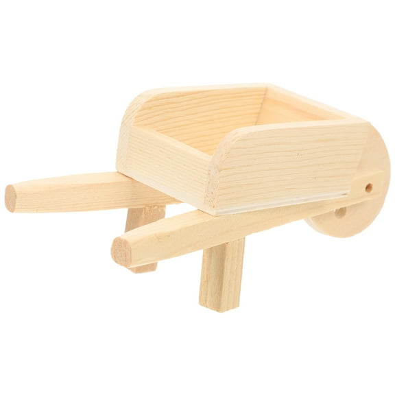 Pixnor Desktop Farm Cart Decor Wood Wheelbarrow Model Micro Landscape Cart Model Wood Cart Decor