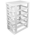 thumbnail image 1 of Pixnor Five-Layer Storage Cabinet Portable Multifunctional Storage Organizer with Clear Drawer 5-Drawer Organizer for Home Office School-White, 1 of 9