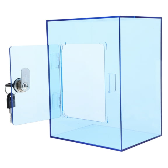 Large Acrylic Money Box with Lock for Daily Use Clear Blue Piggy Bank for Cash Savings 1 Set