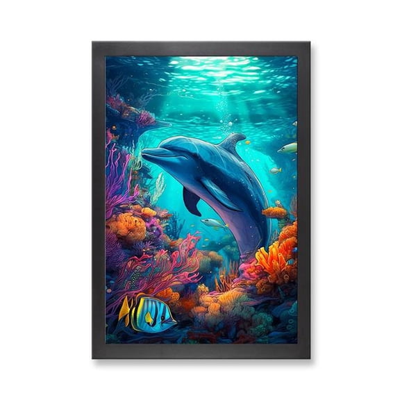 PixoBee 73676 - Framed Print 'Dolphin Cove'  (Size 24x34")