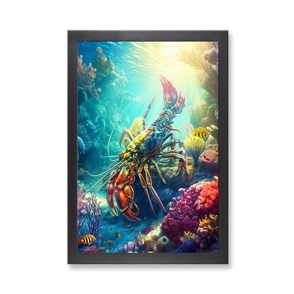 PixoBee 73686 - Framed Print 'Colorful Crayfish Crawling' (Size 24x34")