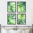thumbnail image 1 of PixonSign 4 PCS Adhesive Canvas Posters Tropical Jungle Island Palm Leaf Collage Framed Wall Prints Nature Wilderness Digital Modern Art Decorative Floral Zen Botanical Artwork - 11"x14" Black, 1 of 5