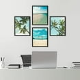 thumbnail image 1 of PixonSign 4 PCS Posters White Topical Teal Sky Palm Tree Beach Ocean Seaside Wall Art Nature Wilderness Realism Landscape Prints Modern Room Decor for Living Room, Bedroom, Bathroom - 12"x16" Black, 1 of 5