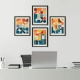 thumbnail image 1 of PixonSign 4PCS Adhesive Canvas Posters Mid-Century Modern Colorful Geometric Polygons Abstract Digital Art Modern Combination Graphics Art Decor Zen Relax/Calm Multicolor for Bedroom - 8"x10" Black, 1 of 5