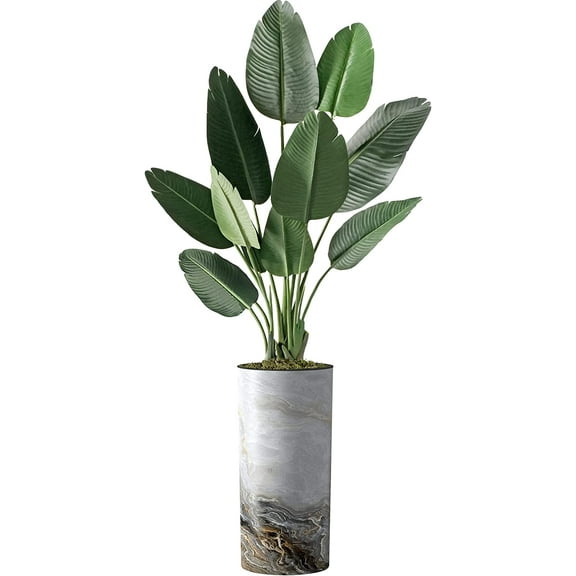 PixonSign 67” Artificial Bird of Paradise Tree in Modern Granite Effect Planter