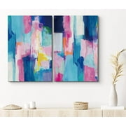 PixonSign Abstract Canvas Wall Art Set of 2 Blue and Pink Color Blocks Pastel Painting Canvas Prints Contemporary Modern Art Colorful Wall Decor for Living Room Bedroom Office - 24"x36"x2
