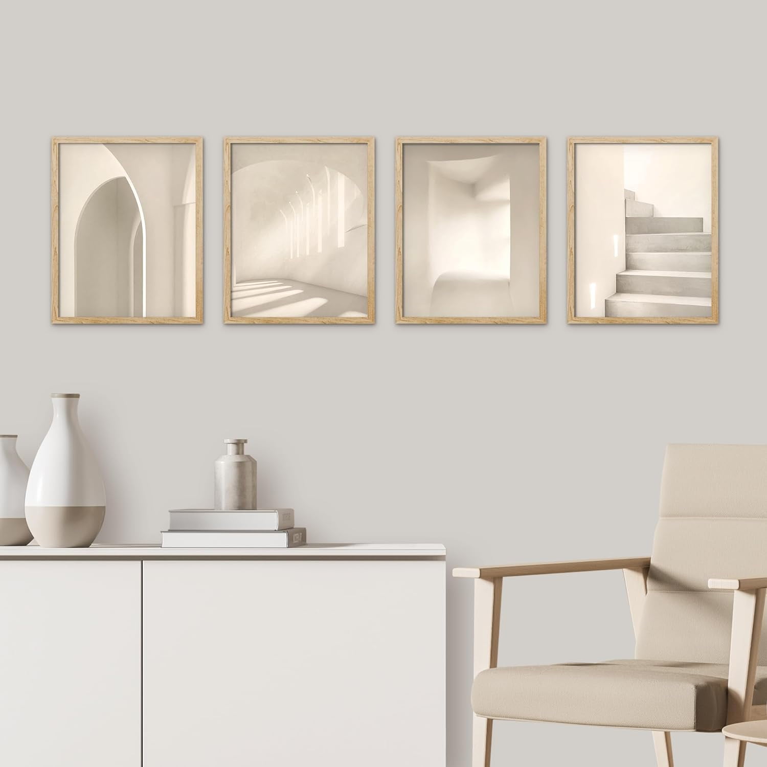 PixonSign Adhesive Canvas Posters MidCentury Neutral Beige