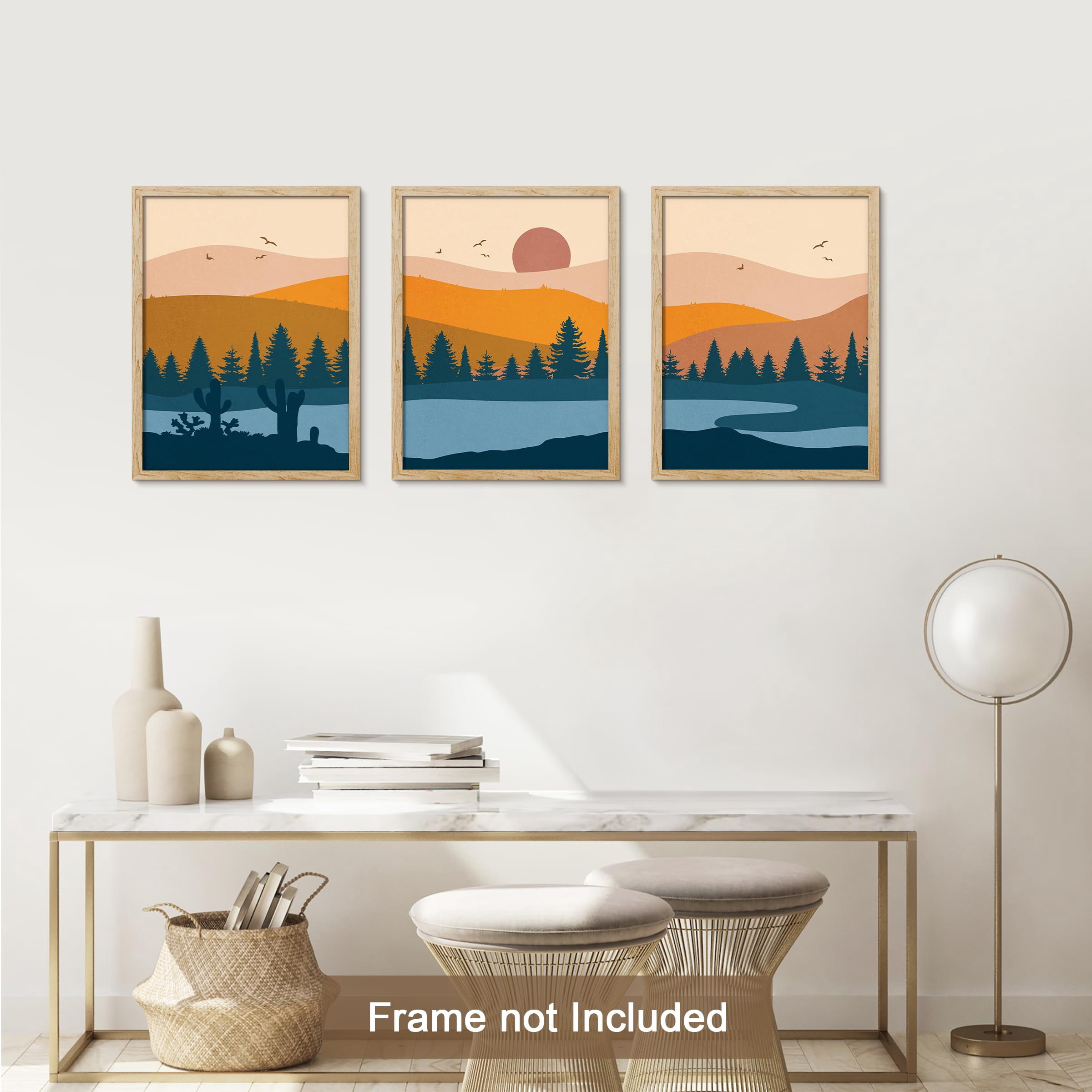 PixonSign Adhesive Canvas Print Wall Art Set - Abstract Mountain Range ...