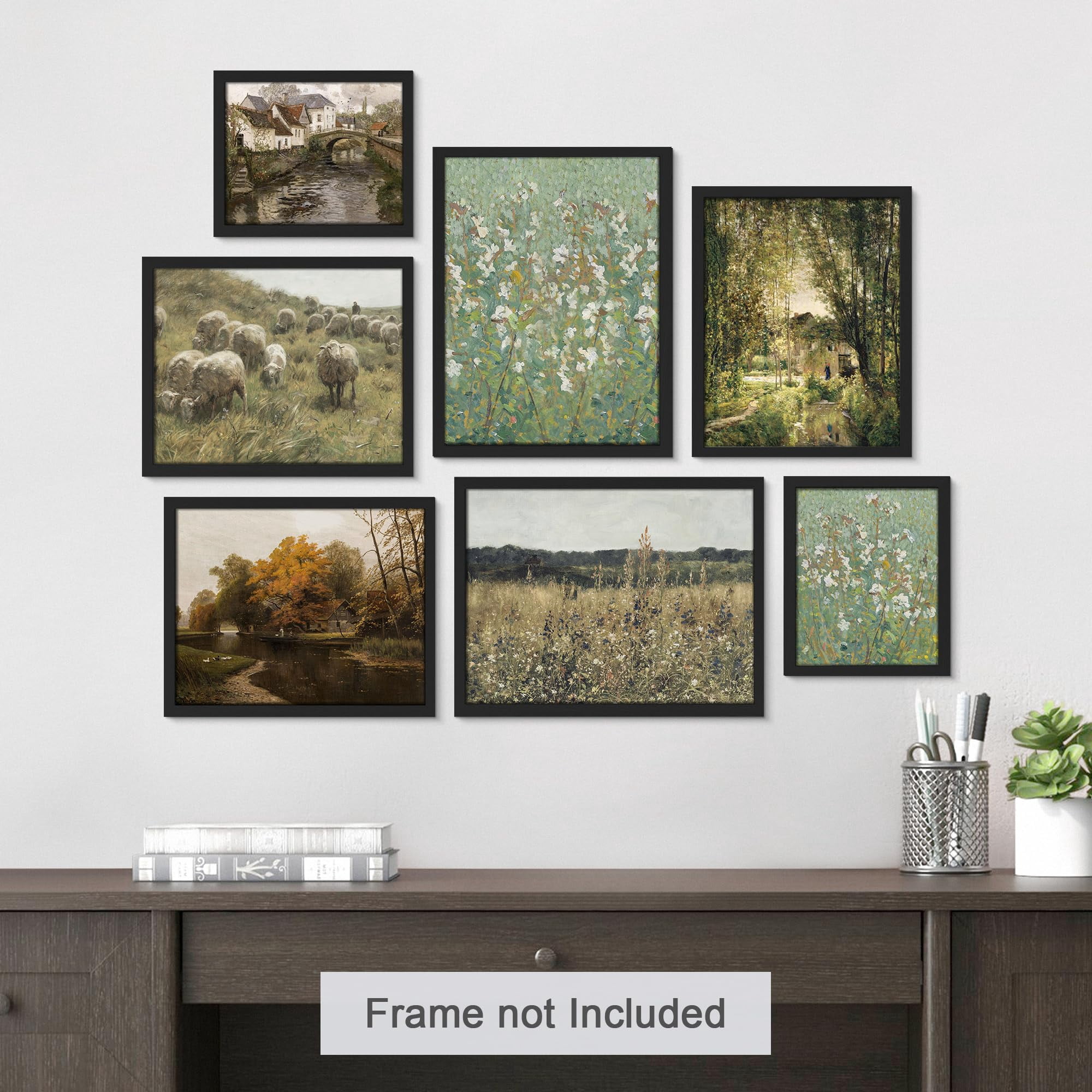 PixonSign Adhesive Canvas Print Wall Art Set - Autumn Fall Forest River ...