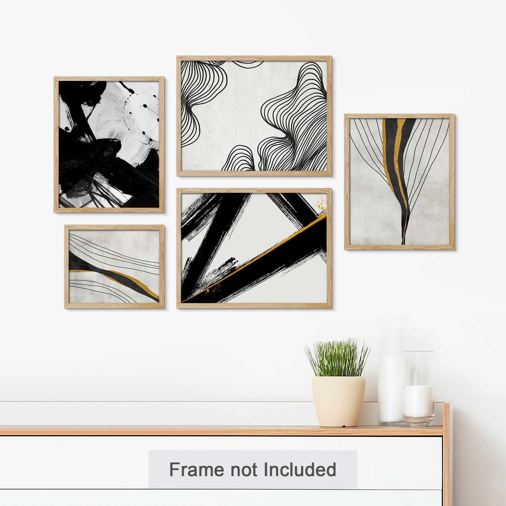 PixonSign Adhesive Canvas Print Wall Art Set - Black & Brown Paint ...