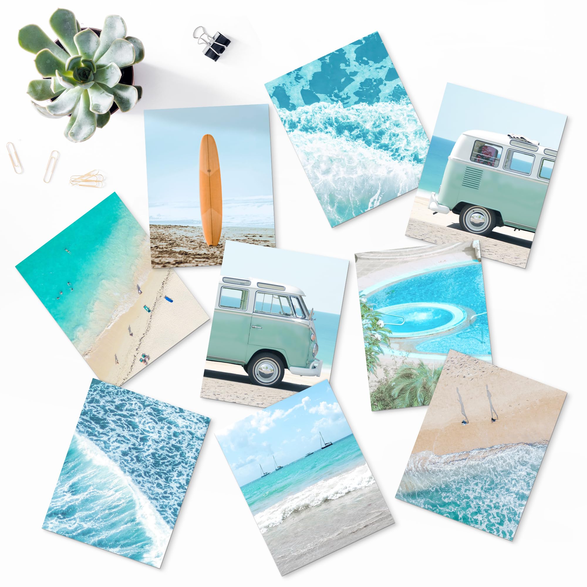PixonSign Adhesive Canvas Print Wall Art Set - Blue Ocean Wave & Beach ...
