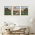 thumbnail image 1 of PixonSign Adhesive Canvas Print Wall Art Set - Blue Sky Sunset Mountain Deer Forest Art - Set of 3 Animal Landscape Modern Art Geometric Abstract Rustic Wall Décor - 12"x16"x3 Panels Unframed, 1 of 5