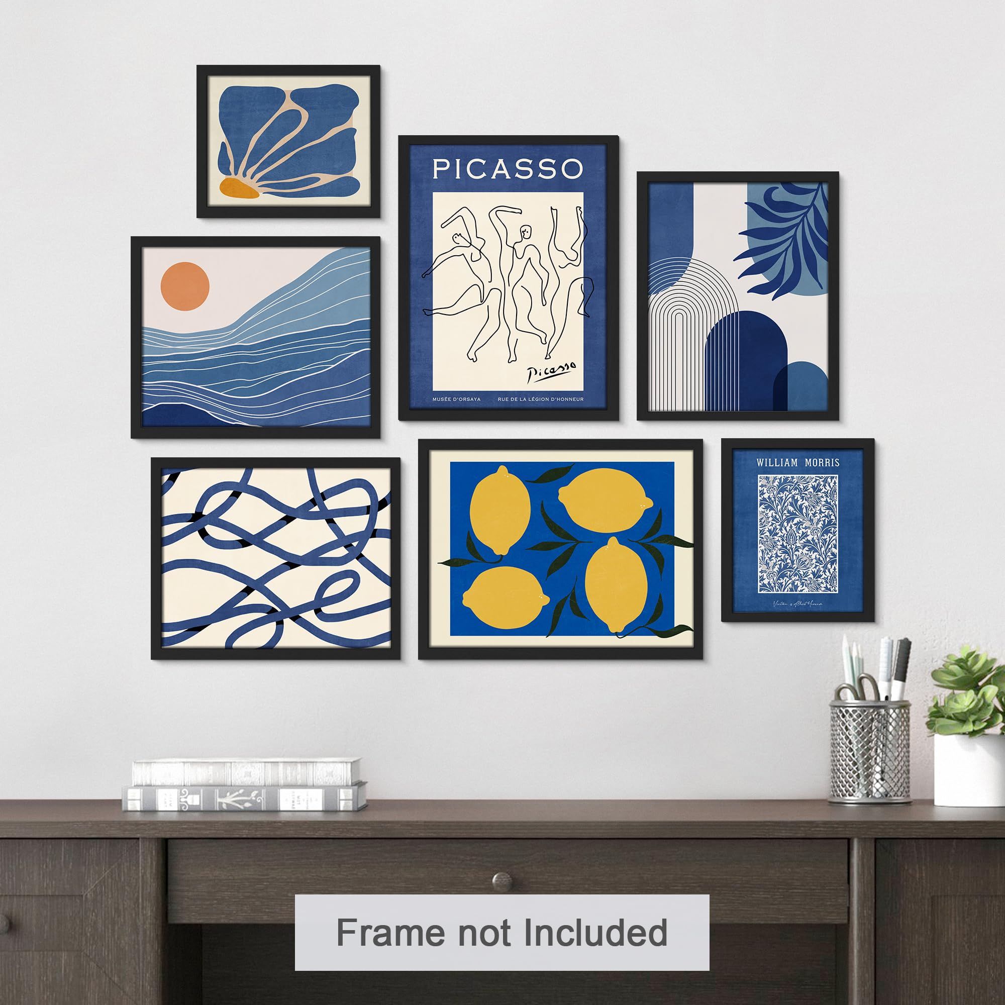 PixonSign Adhesive Canvas Print Wall Art Set - Blue & White Picasso ...