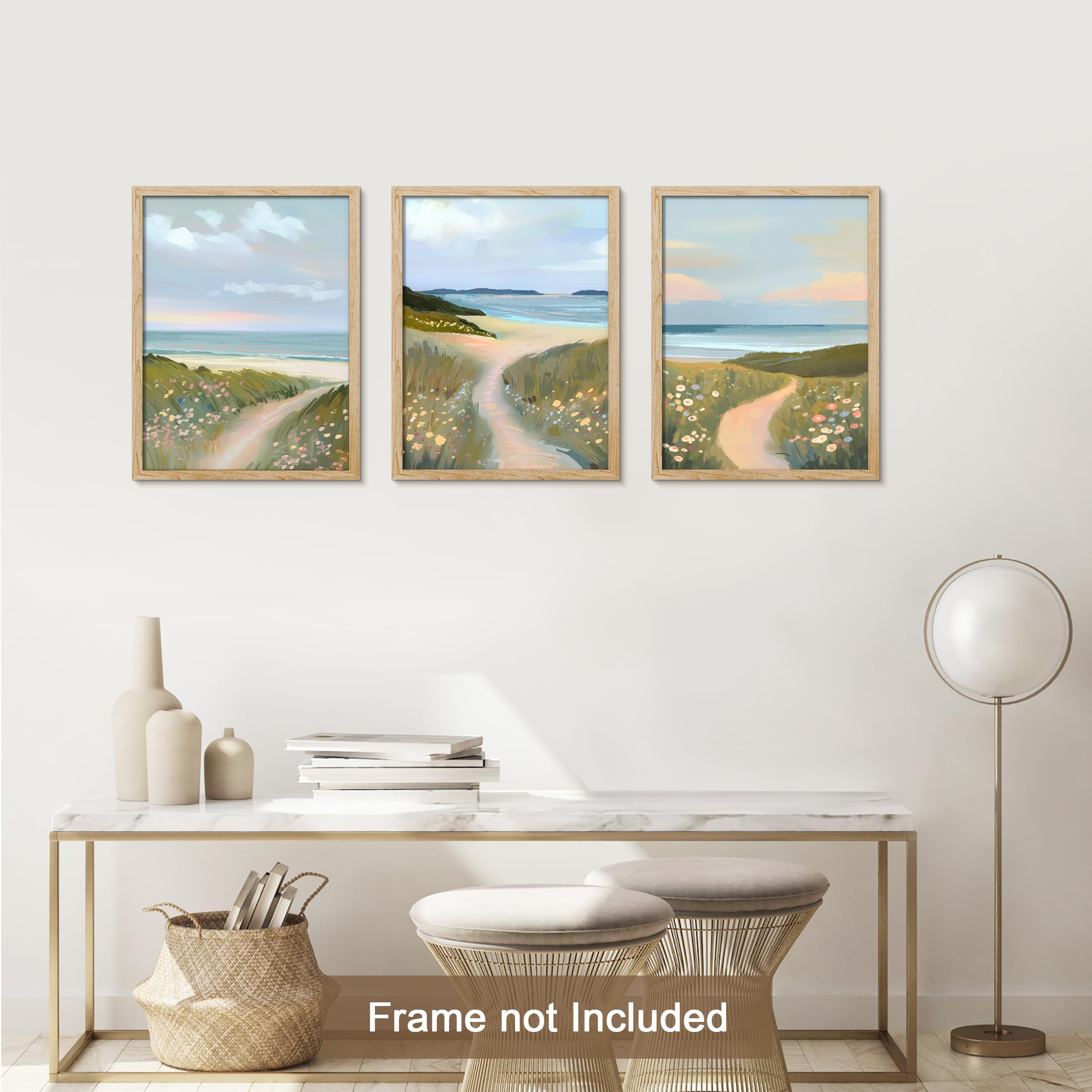 PixonSign Adhesive Canvas Print Wall Art Set - Coastal Beach Shore Road ...