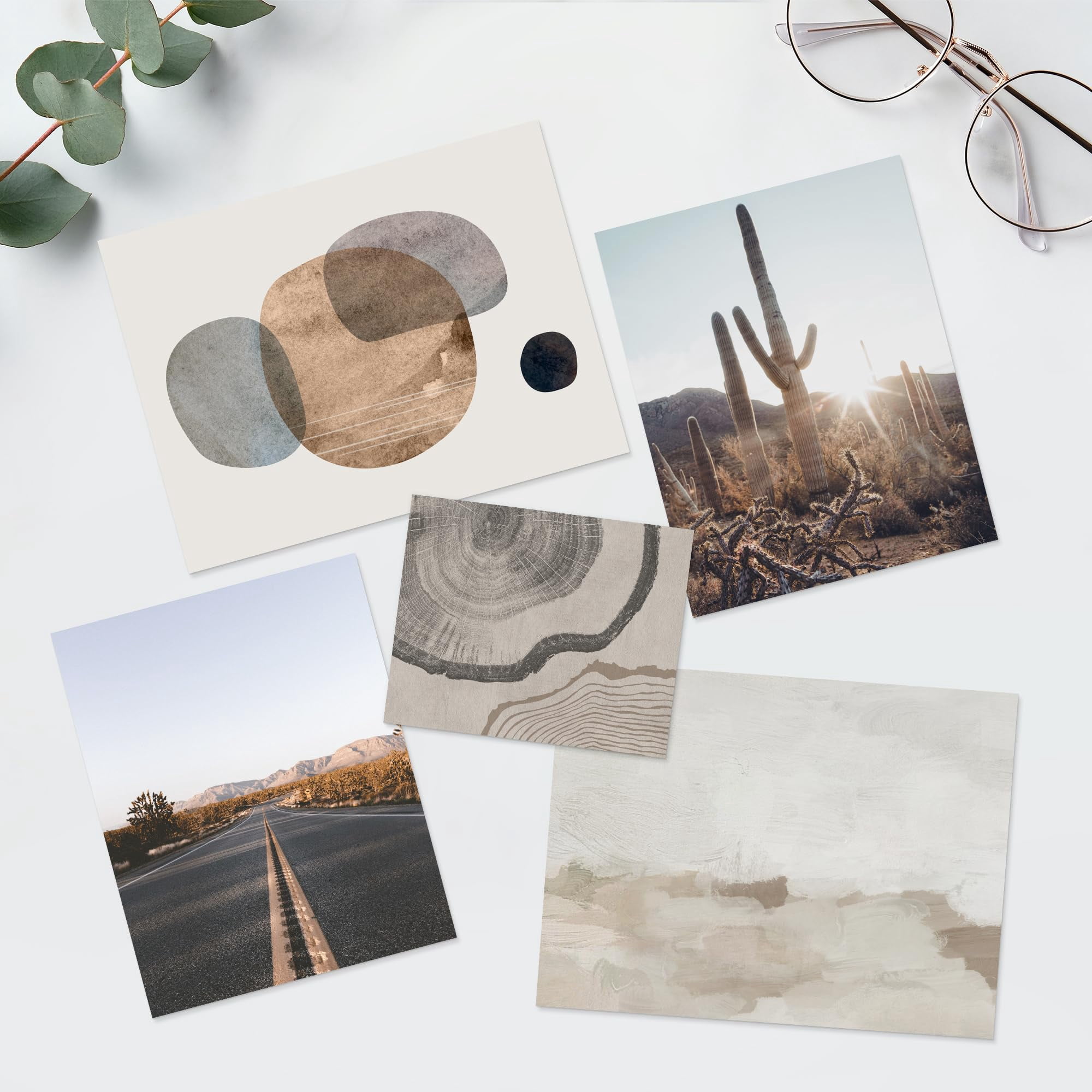 PixonSign Adhesive Canvas Print Wall Art Set - Geometric Mid-Century ...