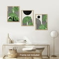 thumbnail image 1 of PixonSign Adhesive Canvas Print Wall Art Set - Geometric Monstera Leaf Art - Set of 3 Abstract Shapes Mid-Century Minimalist Wall Décor for Living Room, Bedroom, Office - 12"x16"x3 Panels Unframed, 1 of 5