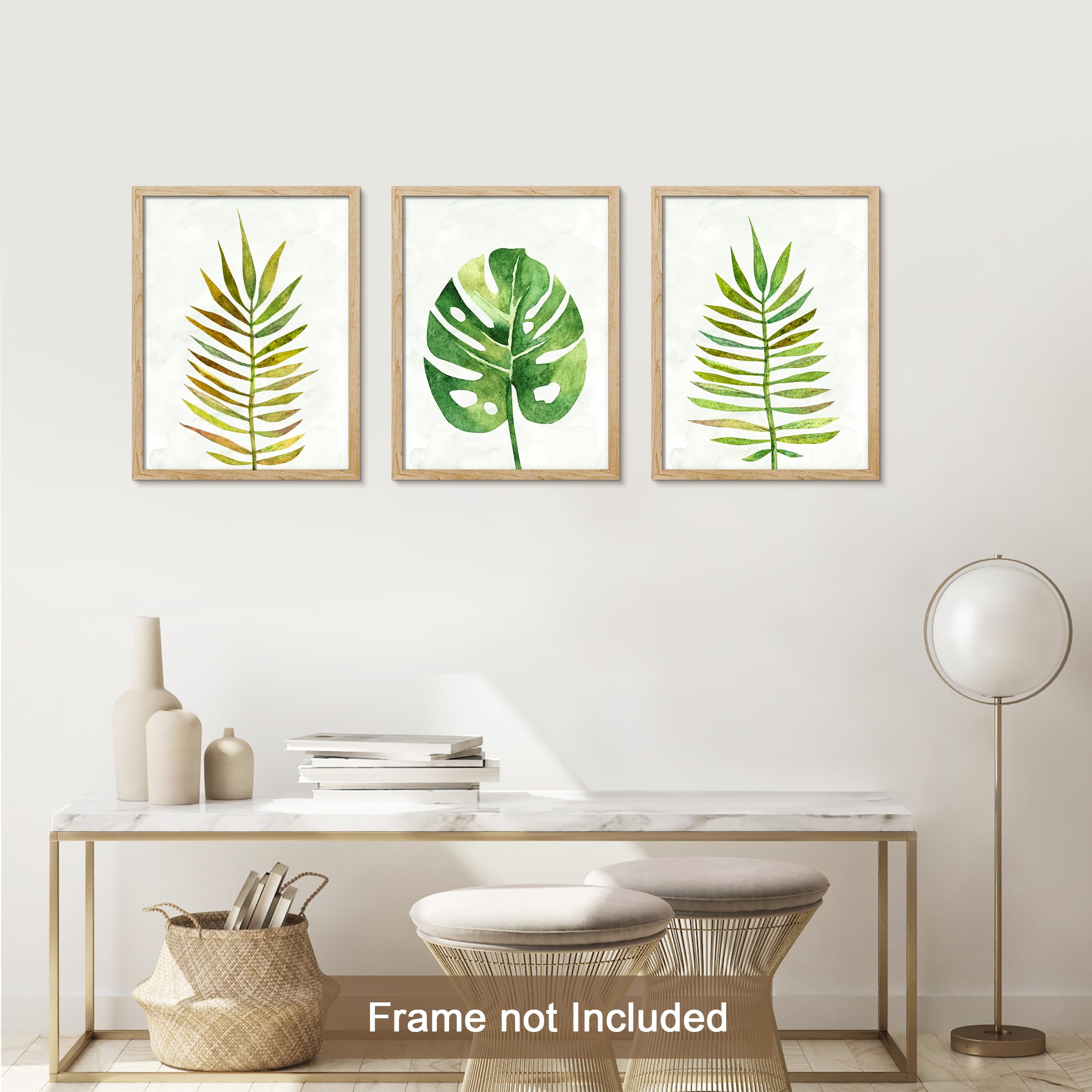 PixonSign Adhesive Canvas Print Wall Art Set - Green Yellow Tropical ...