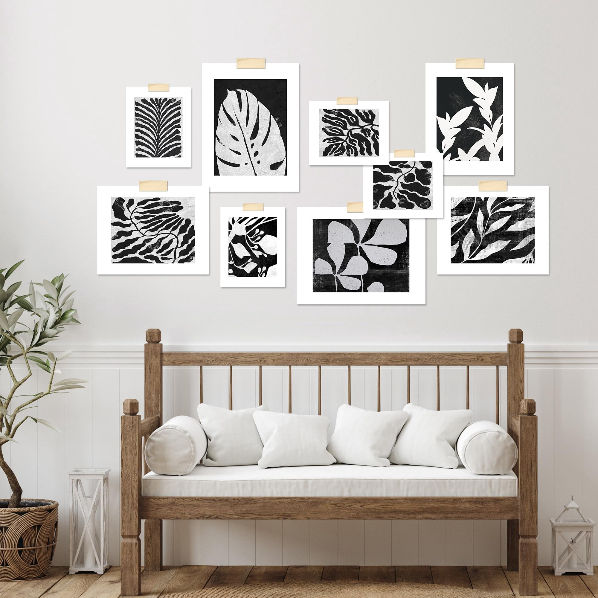 PixonSign Adhesive Canvas Print Wall Art Set - Leaf And Flower ...