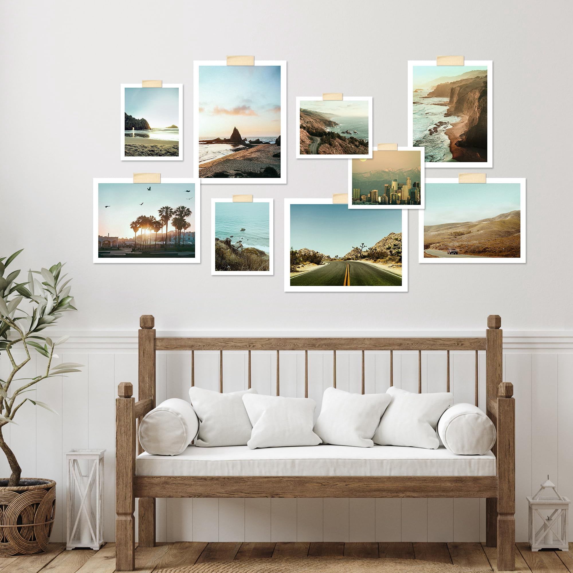 PixonSign Adhesive Canvas Print Wall Art Set - Los Angeles Ocean Beach ...