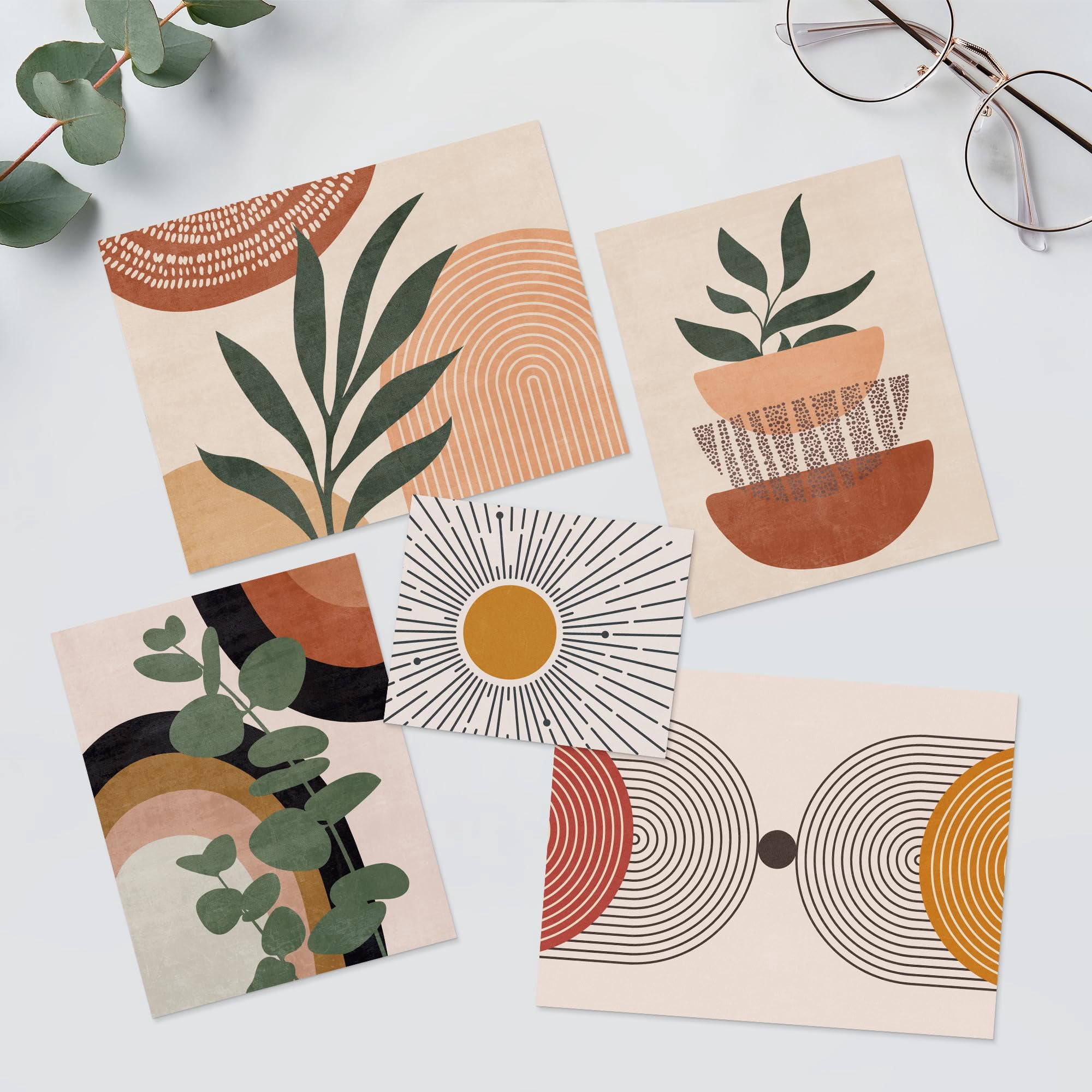 PixonSign Adhesive Canvas Print Wall Art Set - Mid-Century Abstract ...