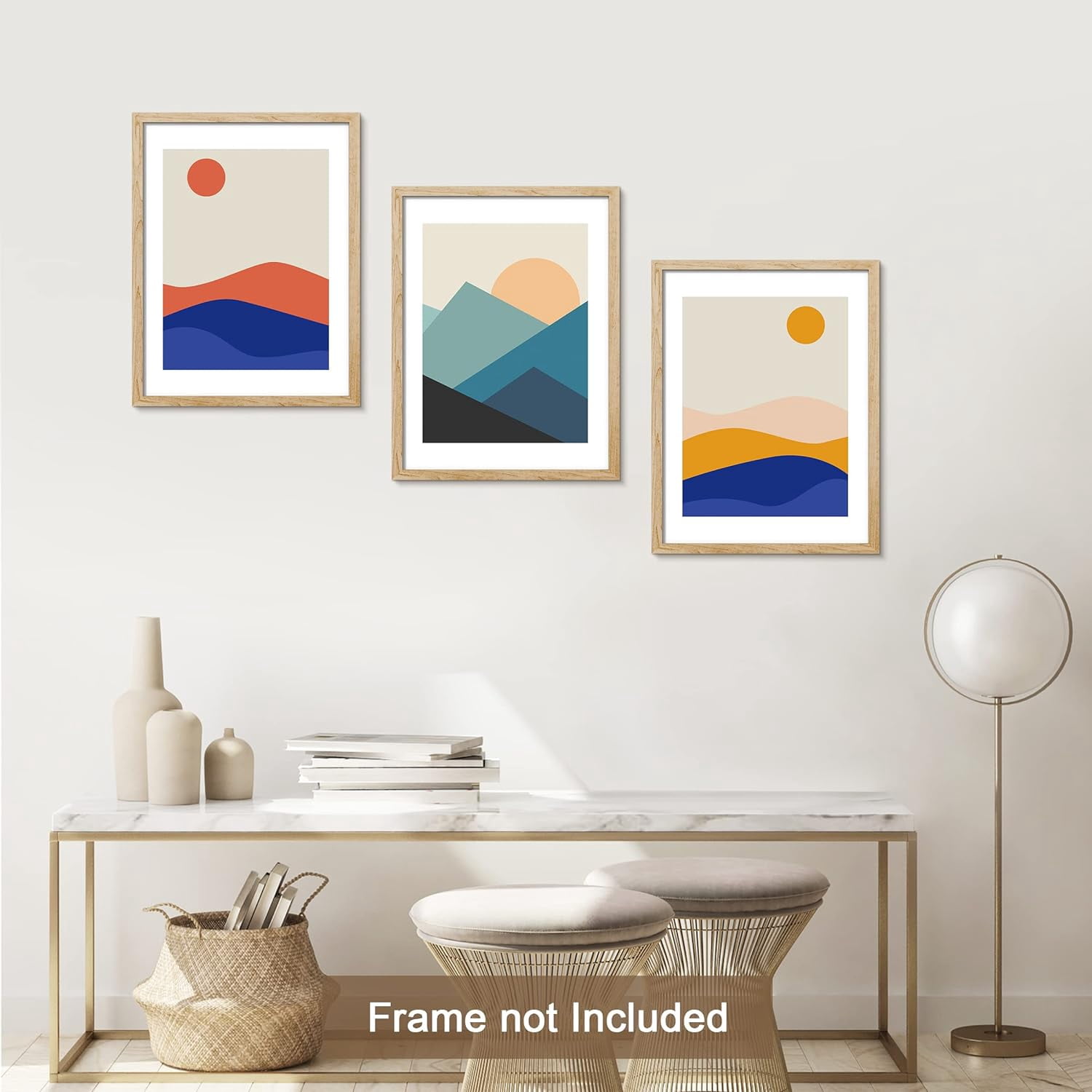 PixonSign Adhesive Canvas Print Wall Art Set - Mid-Century Colorful ...