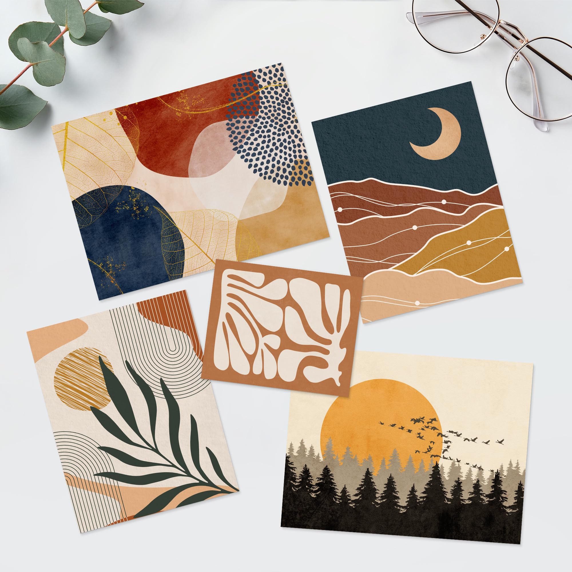 PixonSign Adhesive Canvas Print Wall Art Set - Mid-Century Orange Sun ...