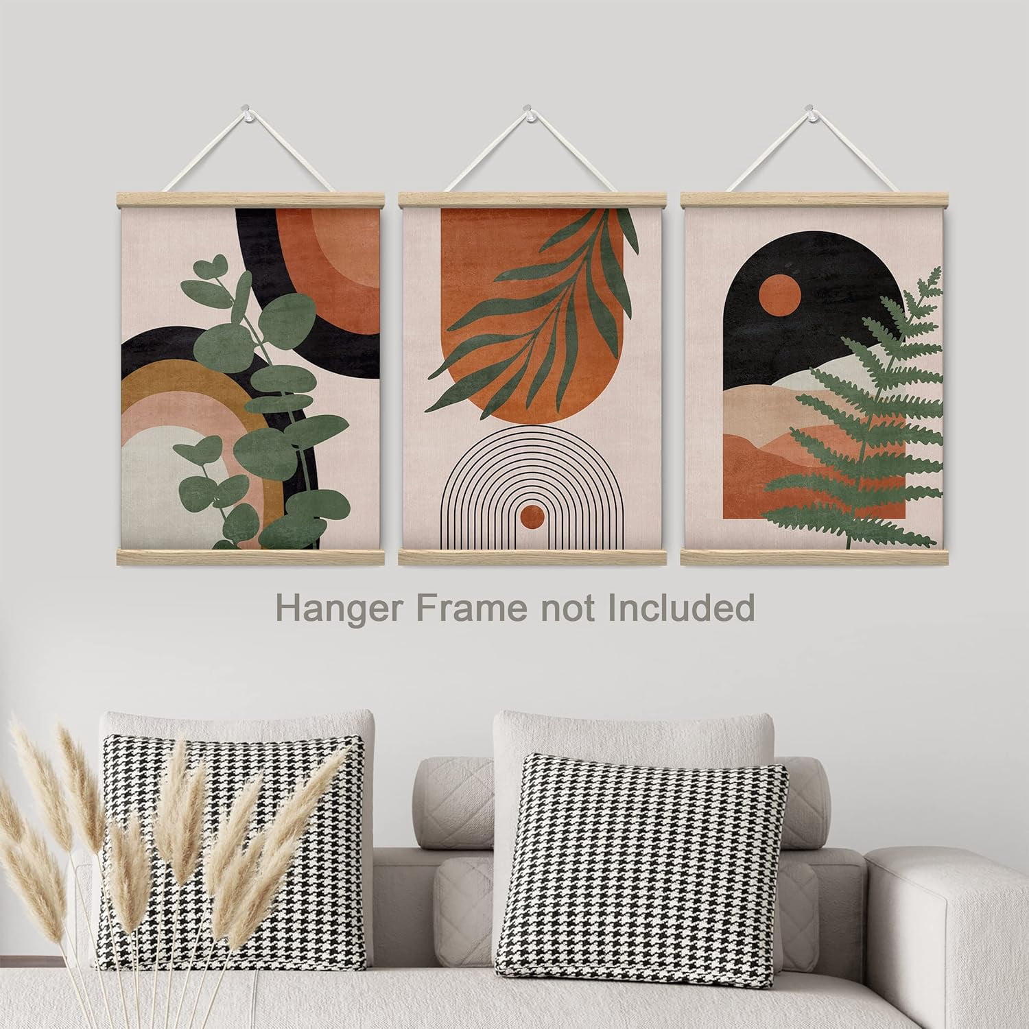 PixonSign Adhesive Canvas Print Wall Art Set - Mid-Century Polygons ...