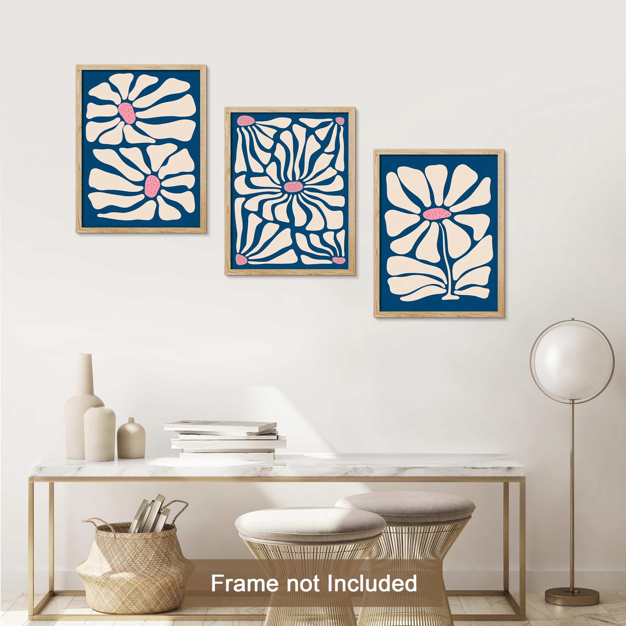 PixonSign Adhesive Canvas Print Wall Art Set - Navy Blue Blush Pink ...