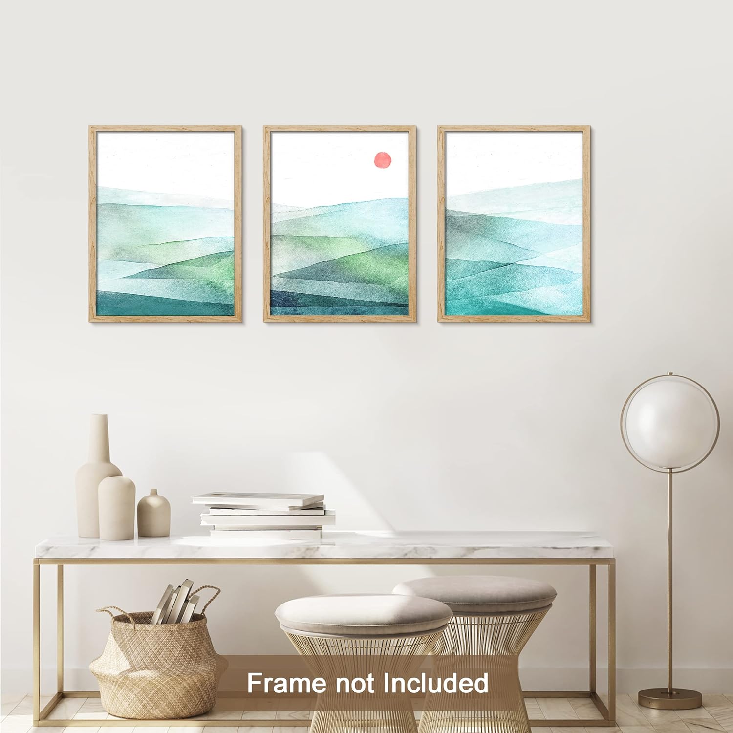 PixonSign Adhesive Canvas Print Wall Art Set - Pastel Watercolor Green ...