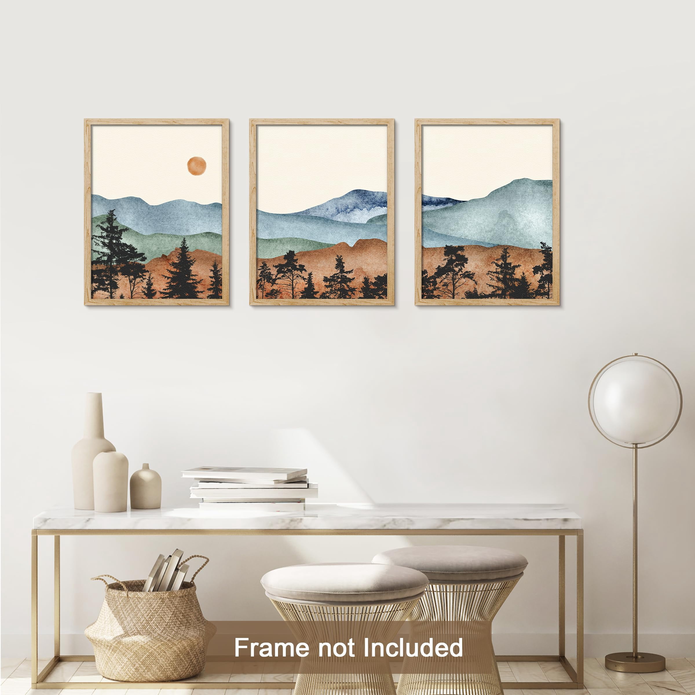 PixonSign Adhesive Canvas Print Wall Art Set - Rustic Hills Abstract ...