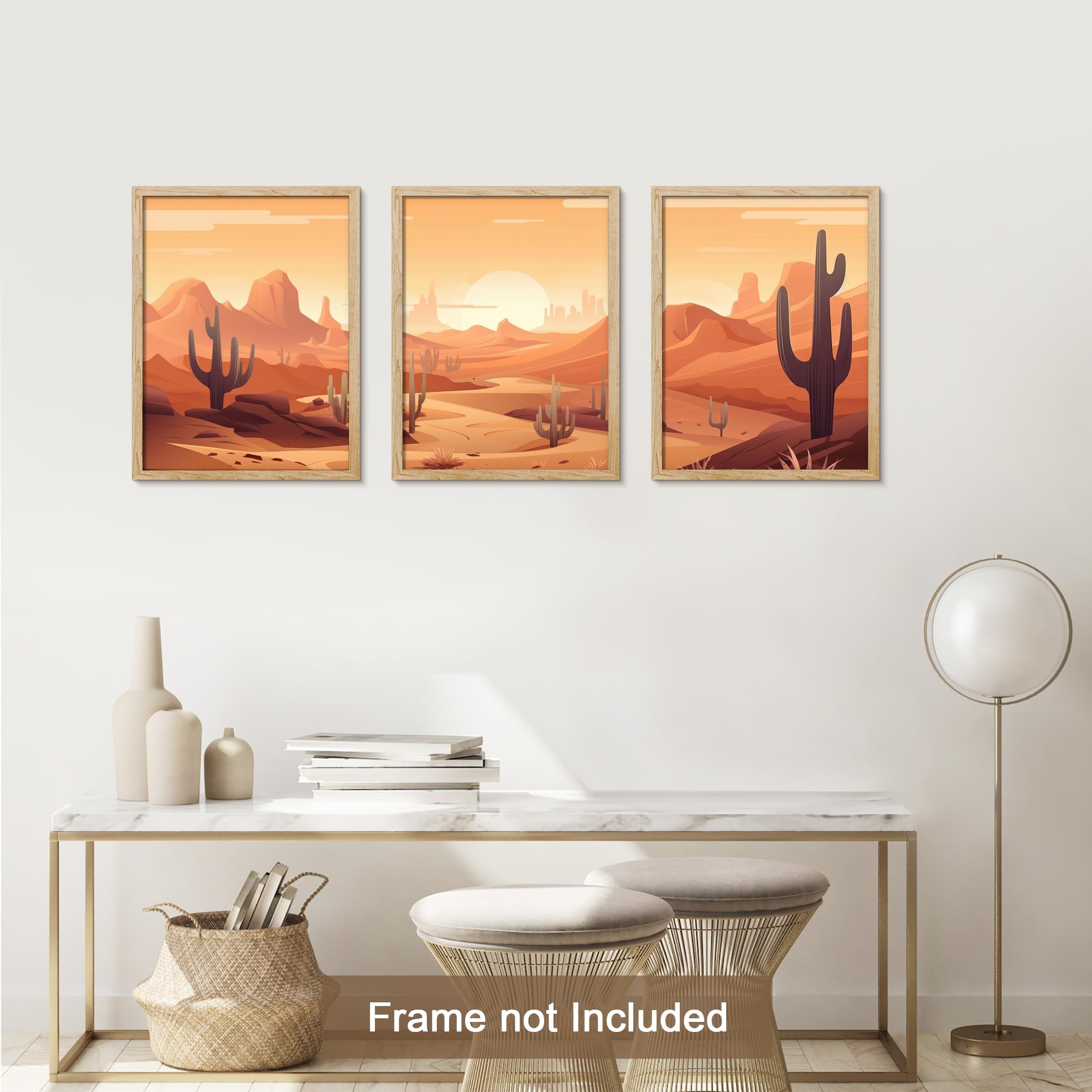 PixonSign Adhesive Canvas Print Wall Art Set - Southwest Sunset Cactus ...