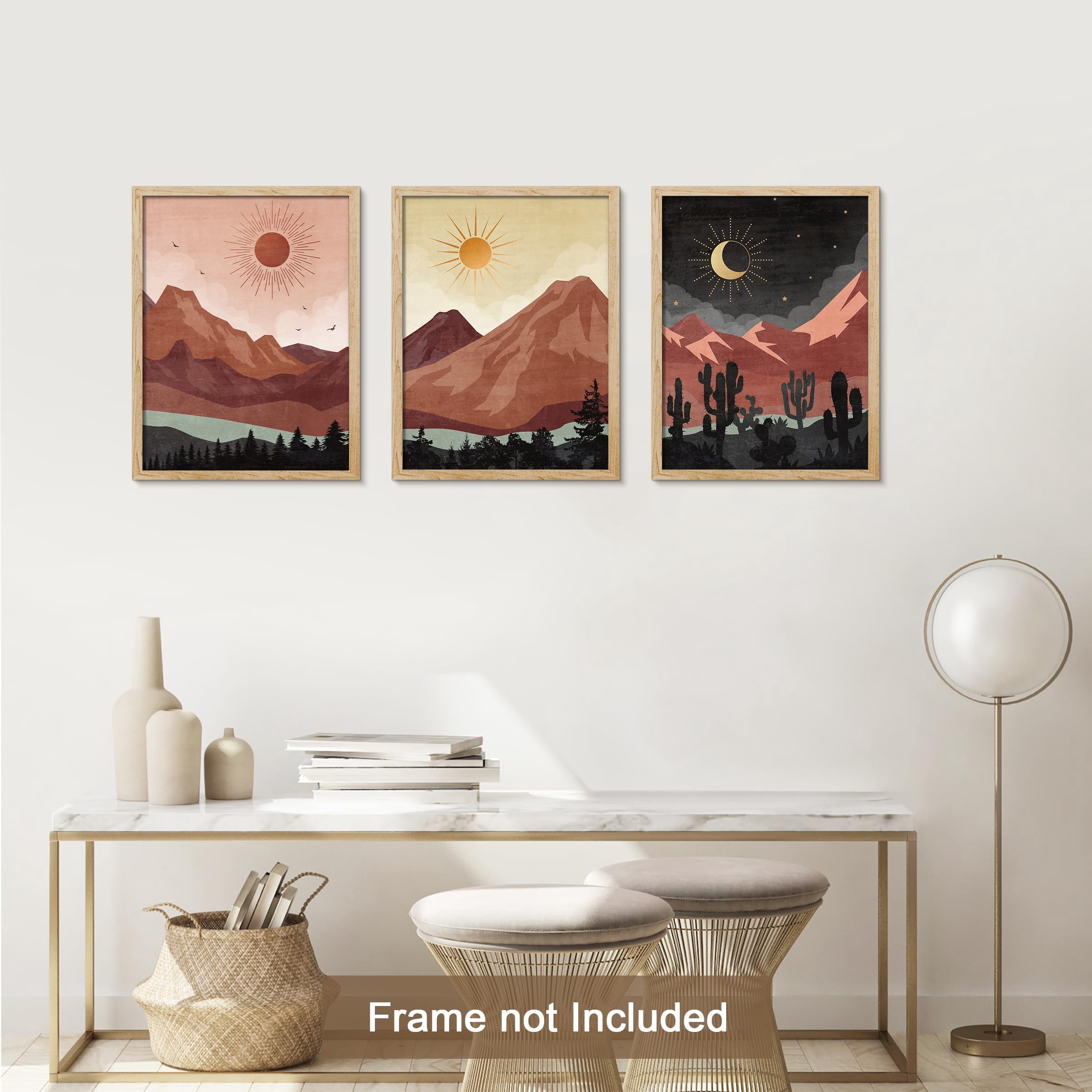 PixonSign Adhesive Canvas Print Wall Art Set - Sun & Crescent Moon ...