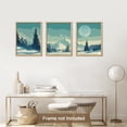 thumbnail image 1 of PixonSign Adhesive Canvas Print Wall Art Set - Teal Winter Snowy Pine Trees Art - Set of 3 Forest Landscape Nature Wilderness Wall Décor for Living Room, Bedroom - 8"x10" Panels, 1 of 5