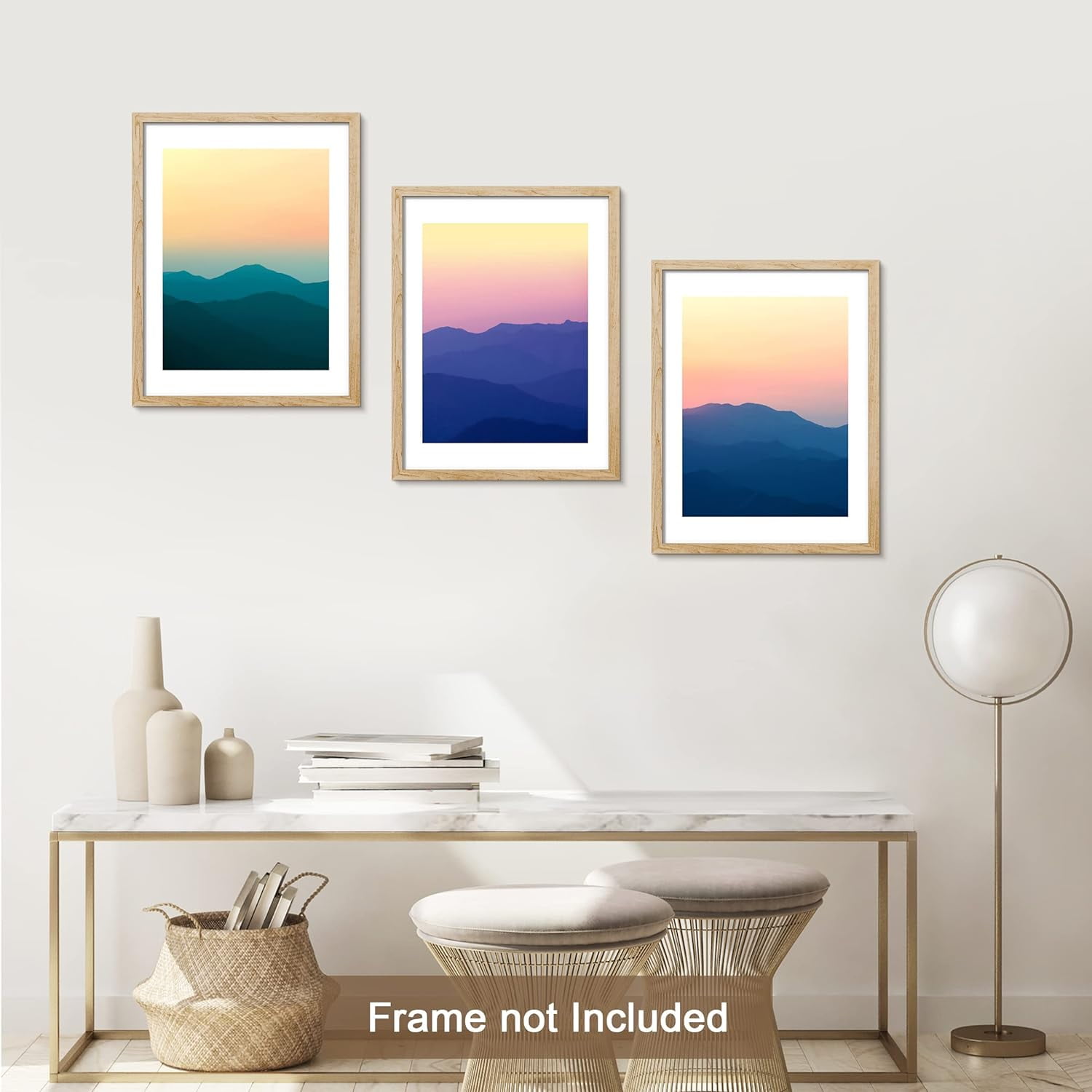 PixonSign Adhesive Canvas Print Wall Art Set - Vibrant Rainbow Sunset ...