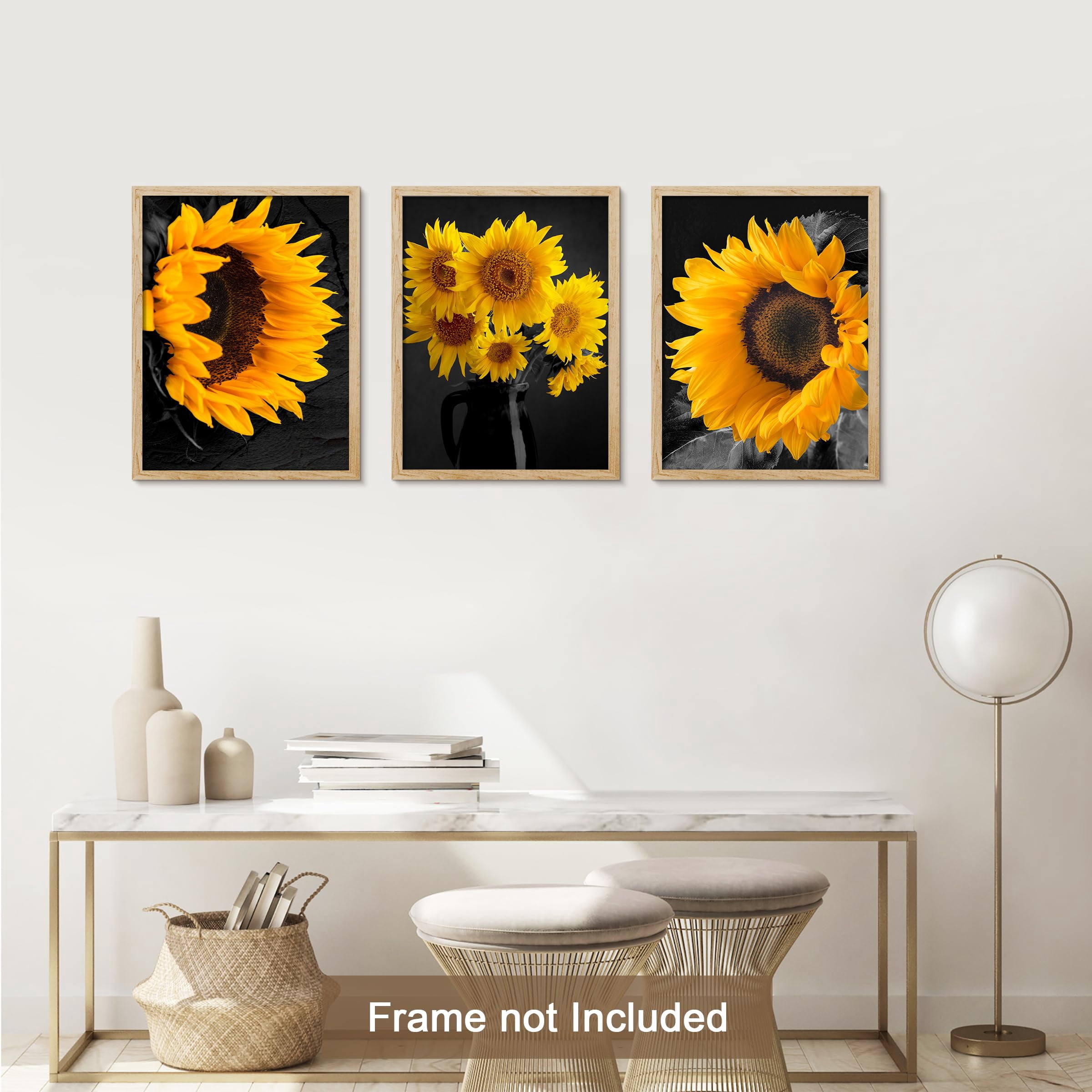 PixonSign Adhesive Canvas Print Wall Art Set - Vibrant Sunflower Garden ...