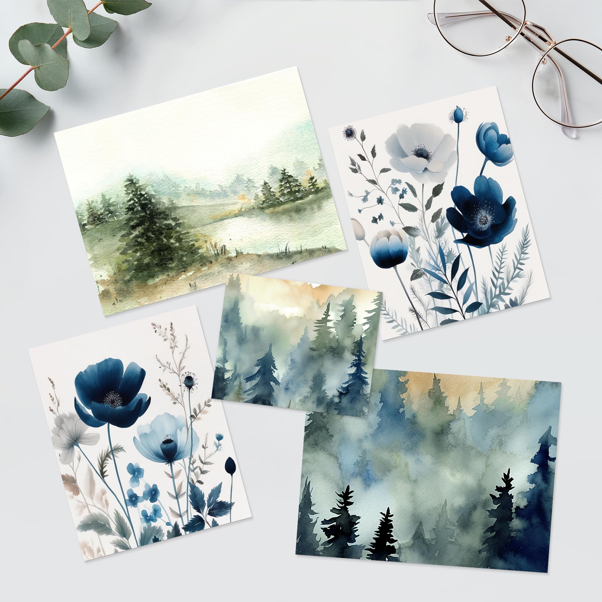 PixonSign Adhesive Canvas Print Wall Art Set - Watercolor Pine Tree ...