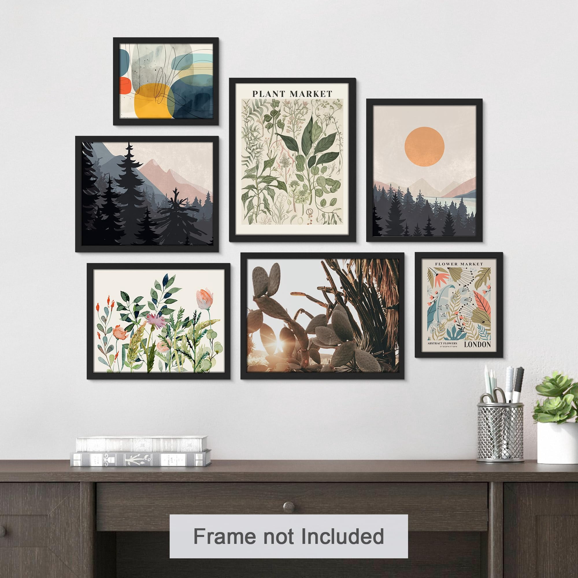 PixonSign Adhesive Canvas Print Wall Art Set - Wildflower Forest ...