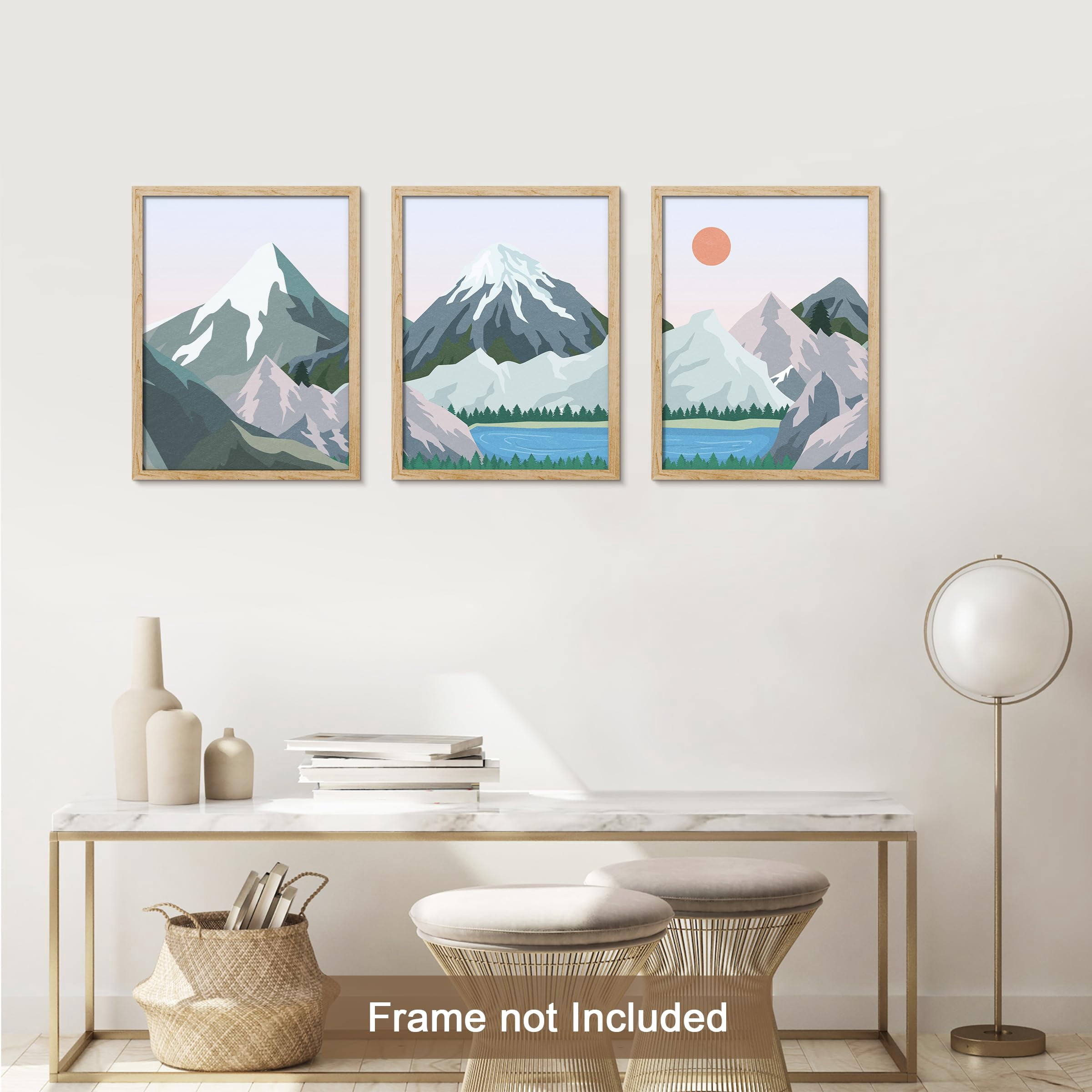 PixonSign Adhesive Canvas Print Wall Art Set - Winter Snowy Peak ...