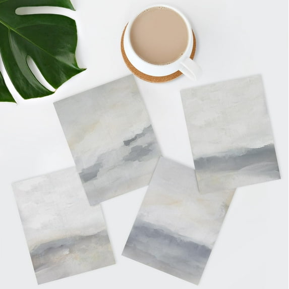 PixonSign Adhesive Posters Abstract Landscape Serene and Calming Aesthetic Illustrations Wall Arts, Set of 4 Nature Wilderness Modern Art, Scenic Canvas Prints for Home Decor - 12"x16"