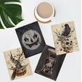 thumbnail image 1 of PixonSign Adhesive Wall Art Halloween Horro Dark Moody Posters, Set of 4 Skull, Skeleton, Crow, Pumpkin Head Illustrations Wall Decor, Canvas Prints for Home Decor - 11"x14", 1 of 5