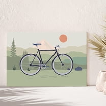 PixonSign Canvas Print Wall Art Bike On A Forest Trail Transportation Wilderness Illustrations Modern Art Contemporary Colorful Multicolor Ultra for Living Room, Bedroom, Office - 32x48