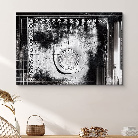 PixonSign Canvas Print Wall Art Black and White Grunge Print Abstract Shapes Digital Art Modern Art Alternative Dramatic Multicolor Dark for Living Room, Bedroom, Office - 12"x18"